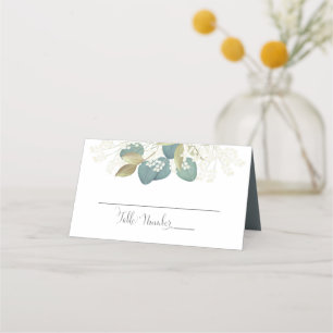 Elegant Wedding Eucalyptus and Gold Foliage Place Card