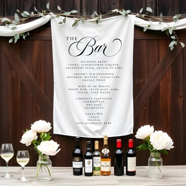 Elegant Wedding Event Bar Cocktail Menu Tapestry (Creator Uploaded)