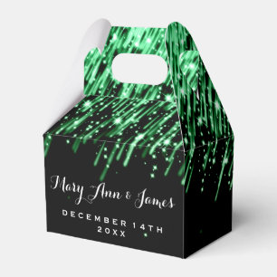 Elegant Wedding Falling Stars "Emerald Green" Favor Box