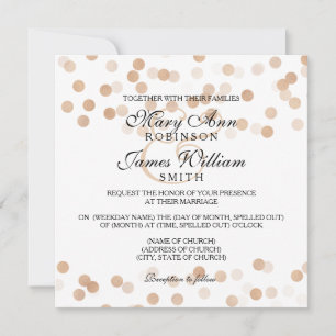 Elegant Wedding Faux Copper Foil Glitter Lights Invitation