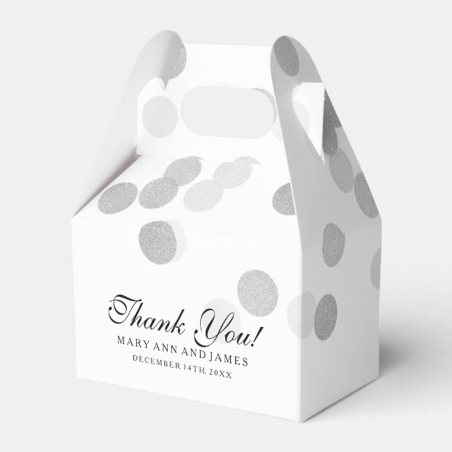 Elegant Wedding Faux Silver Foil Glitter Lights Favor Box (Front Side)