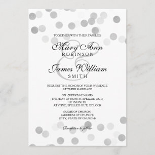 Elegant Wedding Faux Silver Foil Glitter Lights Invitation