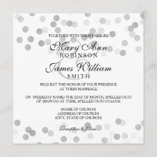 Elegant Wedding Faux Silver Foil Glitter Lights Invitation