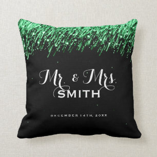 Elegant Wedding Favour Falling Stars Emerald Green Throw Pillow