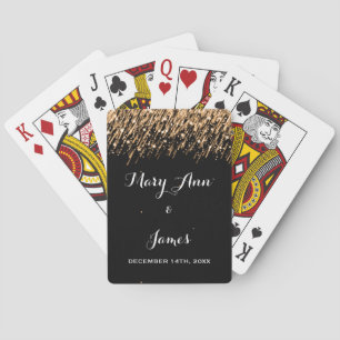 Elegant Wedding Favour Falling Stars Gold Playing Cards