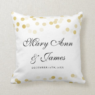 Elegant Wedding Favour Gold Foil Glitter Lights Throw Pillow