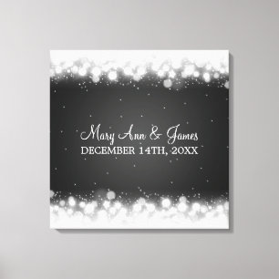 Elegant Wedding Favour  Magic Sparkle Black Canvas Print