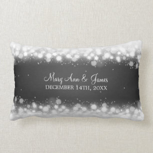 Elegant Wedding Favour  Magic Sparkle Black Lumbar Pillow