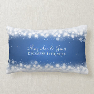 Elegant Wedding Favour Magic Sparkle Blue Lumbar Pillow