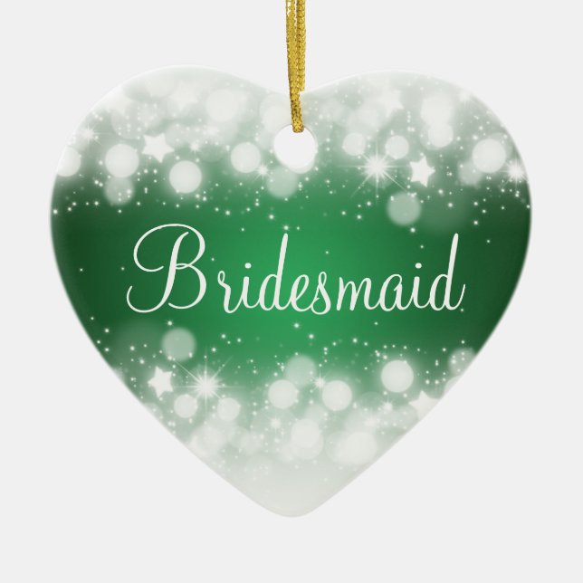 Elegant Wedding Favour  Magic Sparkle Green Ceramic Ornament (Front)