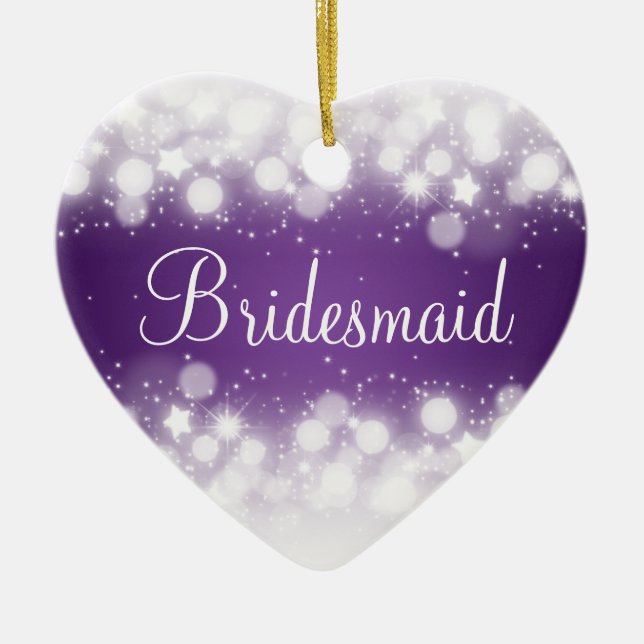 Elegant Wedding Favour  Magic Sparkle Purple Ceramic Ornament (Front)