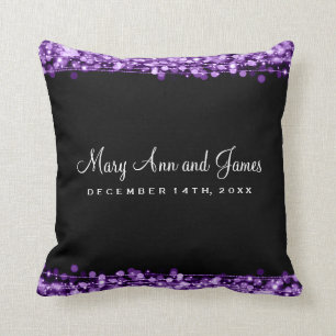 Elegant Wedding Favour Party Sparkles Purple Throw Pillow