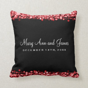 Elegant Wedding Favour Party Sparkles Red Throw Pillow