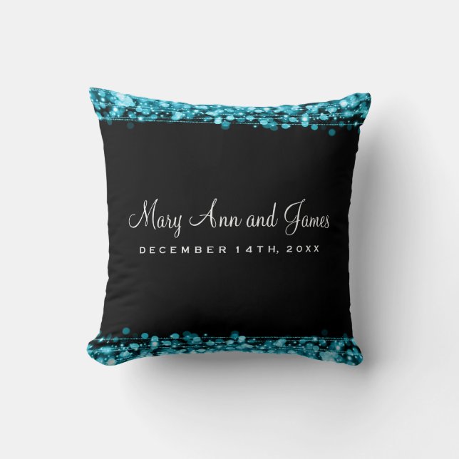 Elegant Wedding Favour Party Sparkles Turquoise Throw Pillow (Front)