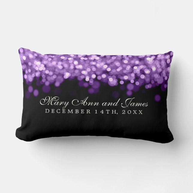 Elegant Wedding Favour Purple Lights Lumbar Pillow (Front)
