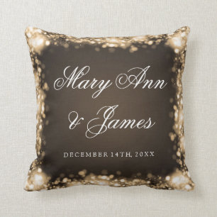 Elegant Wedding Favour Sparkling Lights Gold Throw Pillow