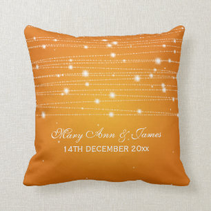 Elegant Wedding Favour Sparkling Lines Orange Throw Pillow