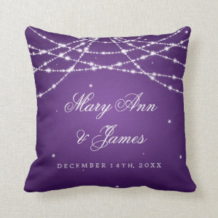 Elegant Wedding Favour Sparkling String Purple Throw Pillow