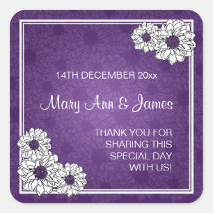 Elegant Wedding Favour Tag Dahlia Floral Purple