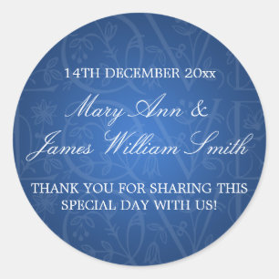 Elegant Wedding Favour Tag Love Flourish Blue