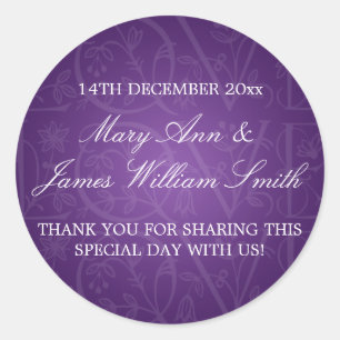 Elegant Wedding Favour Tag Love Flourish Purple