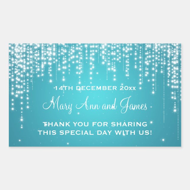 Elegant Wedding Favour Tag Night Dazzle Blue (Front)