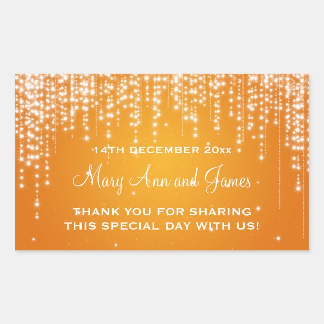 Elegant Wedding Favour Tag Night Dazzle Orange (Front)