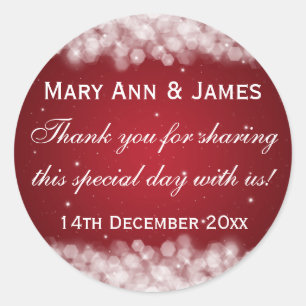 Elegant Wedding Favour Tag Party Sparkle Red