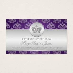 Elegant Wedding Favour Tag Royal Crown Purple