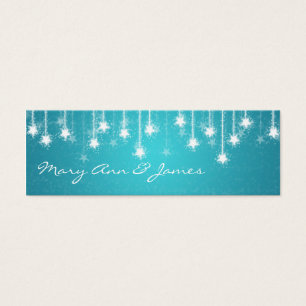 Elegant Wedding Favour Tag Shimmering Stars Blue