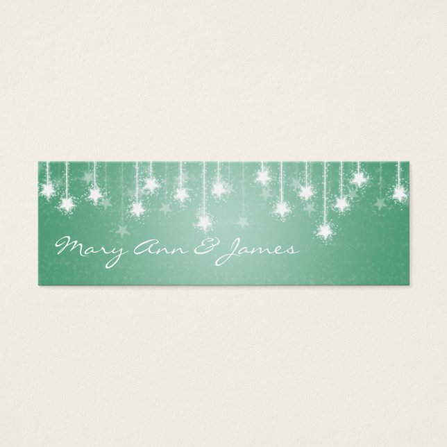 Elegant Wedding Favour Tag Shimmering Stars Mint (Front)