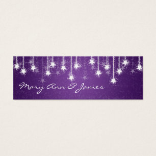 Elegant Wedding Favour Tag Shimmering Stars Purple