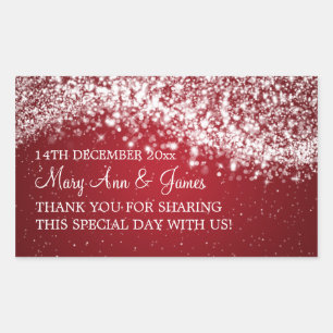 Elegant Wedding Favour Tag Sparkling Wave Red