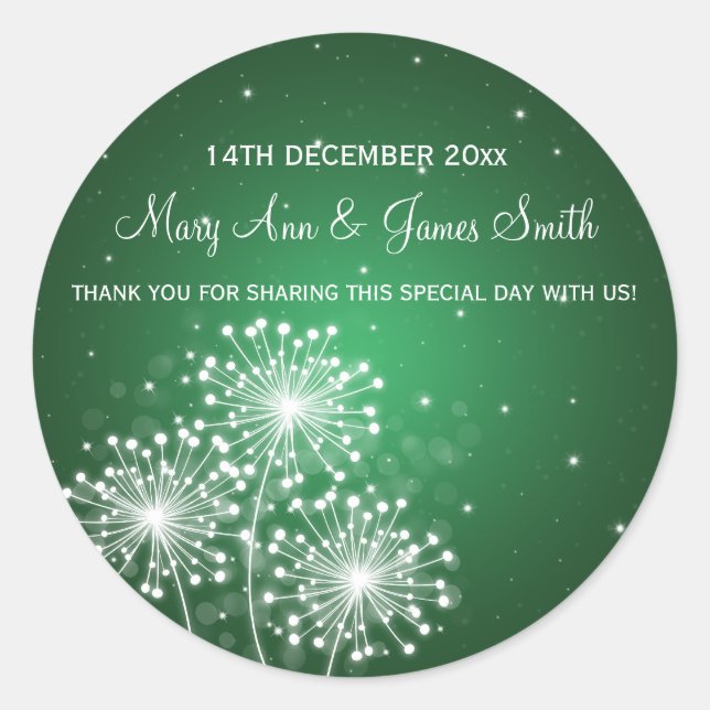 Elegant Wedding Favour Tag Summer Sparkle Emerald (Front)