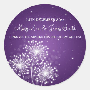 Elegant Wedding Favour Tag Summer Sparkle Purple