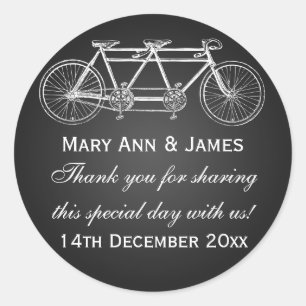 Elegant Wedding Favour Tag Tandem Bike Black