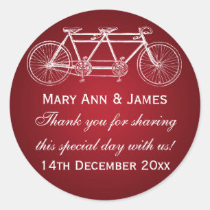 Elegant Wedding Favour Tag Tandem Bike Red