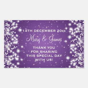 Elegant Wedding Favour Tag Winter Sparkle Purple