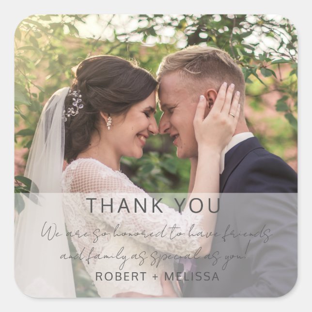 Elegant Wedding Favour Thank You  Square Sticker (Front)