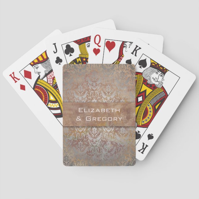 Elegant Wedding Favour Tuscan Damask Playing Cards (Back)