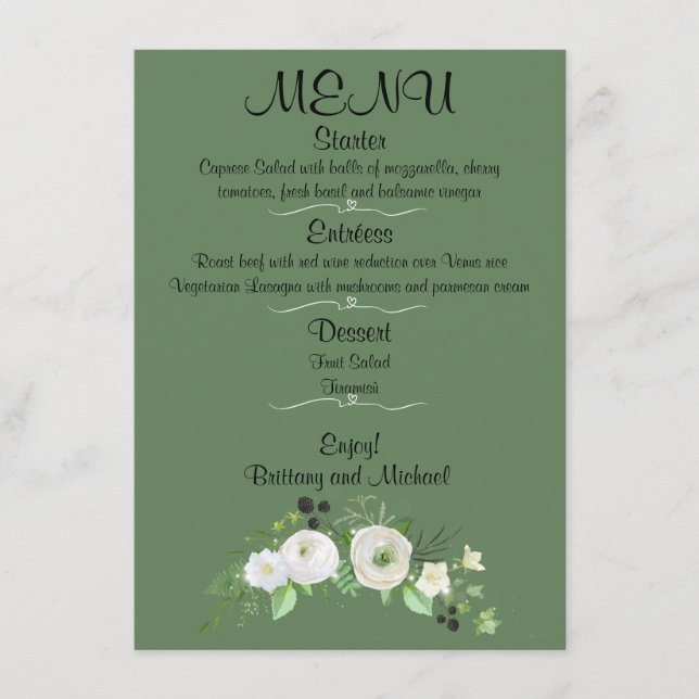 Elegant Wedding Flat Menu (Front)