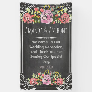 Elegant wedding floral chalkboard banner