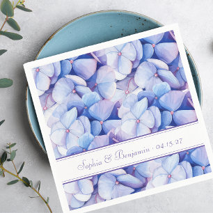 Elegant Wedding Floral Hydrangea Blue & Lavender Napkin
