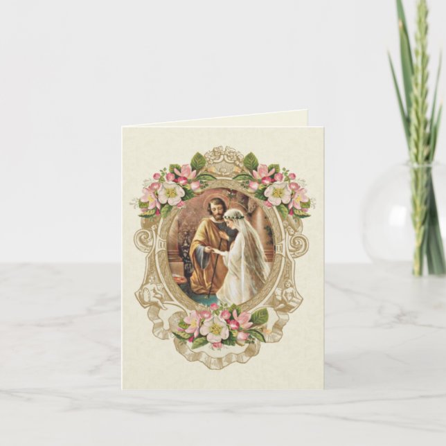 Elegant Wedding Floral Religious  Thank You Card (Front)
