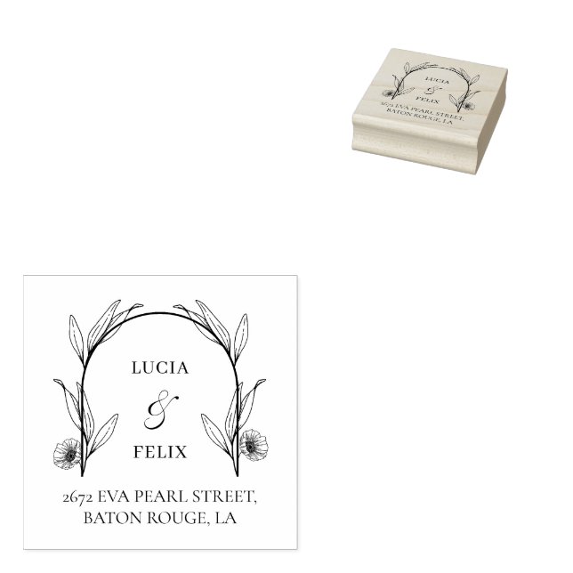 Elegant Wedding Floral Return Address  Rubber Stamp (Stamped)