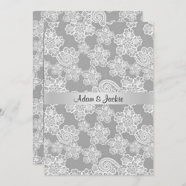 ELEGANT WEDDING FLORAL VINTAGE LACE INVITATION (Front/Back)