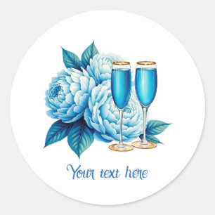 Elegant Wedding flowers champagne customizable Classic Round Sticker