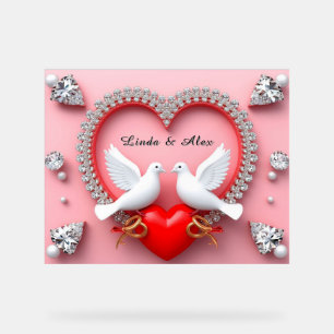 Elegant Wedding Frame with White Doves Acrylic Sign