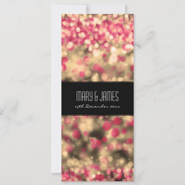 Elegant Wedding Fuchsia And Gold Sparkling Lights Invitation (Front)