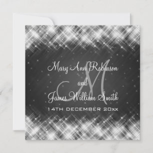 Elegant Wedding Glamourous Sparks Black Invitation